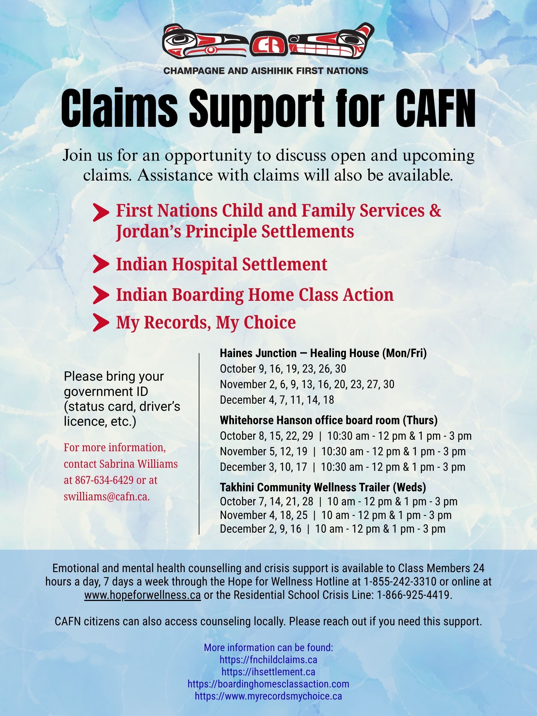 Claims support for CAFN dates